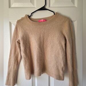 Lilly Pulitzer 100% Cashmere Sweater L Sand Neutral Brinkley Buttoned  $268